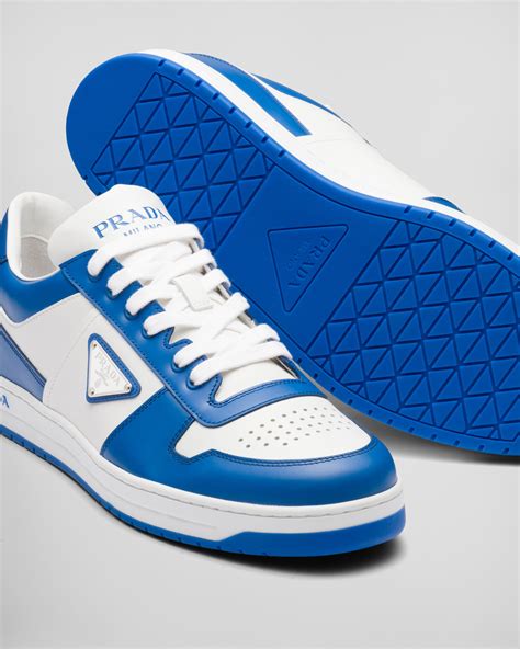 prada downtown leather sneaker|blue patent leather prada sneakers.